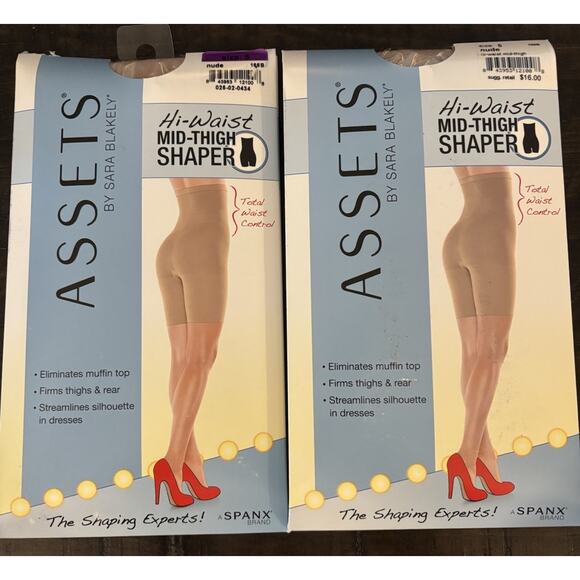 Assets By Spanx Women’s Color Nude Size 5 Hi-waist Mid Thigh Shaper Set Of 2 - Picture 1 of 2